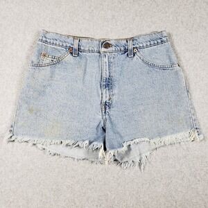 Levi's 910 Women's 11 JR Blue Denim Cut Off Shorts High Rise Vintage 90s